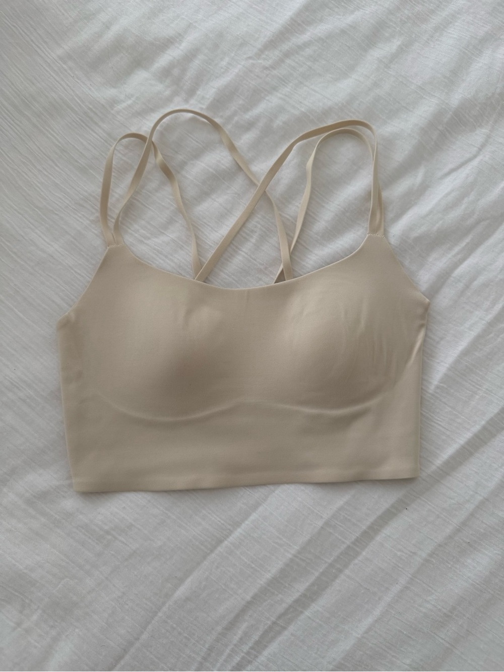 Aerie Seamless Strappy Longline Bralette in Nude, Size Small